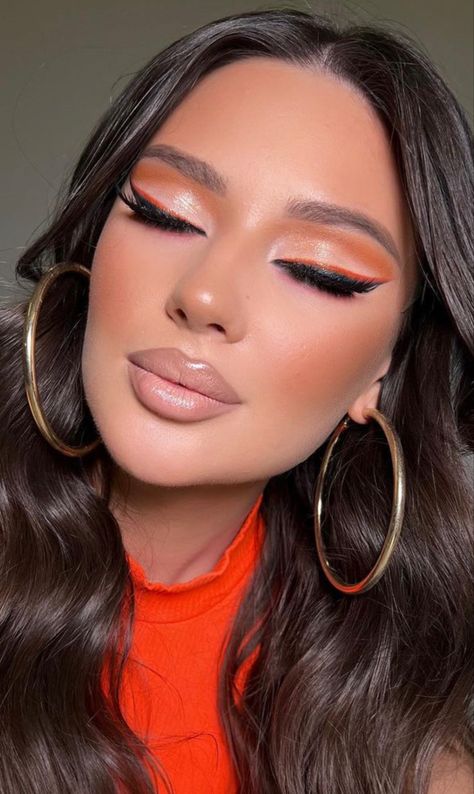 Futuristic Makeup, Orange Eye Makeup, Asian Makeup Tutorials, Maquillage On Fleek, Gyaru Makeup, Face Charts, Orange Makeup, Make Up Tutorials, Eye Makeup Styles