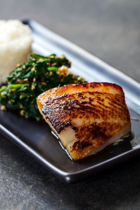 Miso Black Cod Miso Sablefish, Japanese Fish Recipe, Miso Black Cod Recipe, Miso Cod Recipe, Sable Fish, Yacht Food, Sablefish Recipes, Miso Glazed Cod, Miso Cod