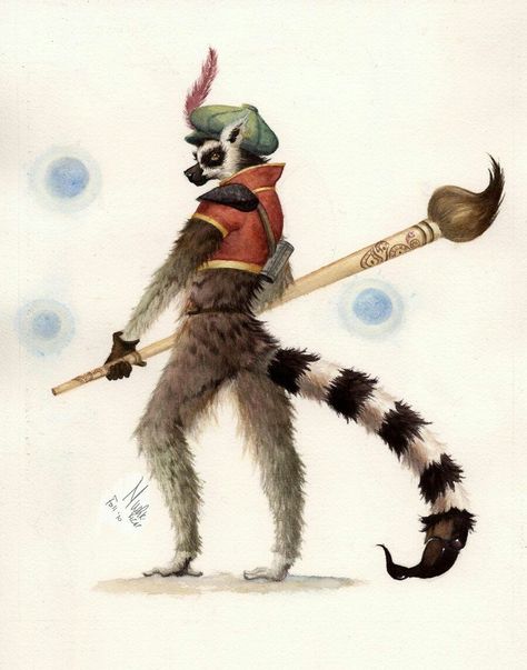 Lemur Character, Lemur Tattoo, Ranger Dnd, Illustration Animals, Monkey Art, Dnd Characters, Book Cover Design, Animal Illustration, Cover Design