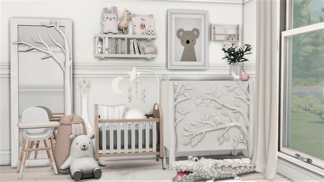 GegeSims : Favorite CC for Nurseries & Infants (Maxis Match)... Sims 4 Cc Baby Stuff, Sims 4 Cc Baby, Sims 4 Nursery, White Baby Cribs, Around The Sims 4, Infant Cc, Sims Decor, Crib Pillows, Sims Interior