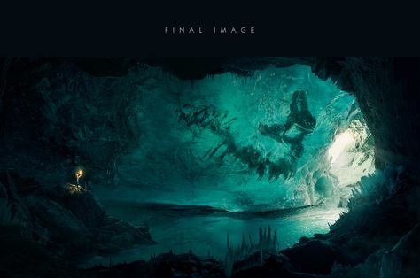 Fossil Frozen in the Ice Cave on Behance Cave Concept Art, Ice Monster, Cave City, Sea Cave, Ruined City, Photography Digital Art, Sea Dream, Ice Art, Ice Cave