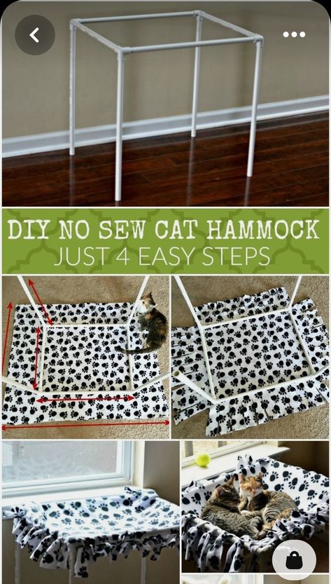 Cat Hammock Tutorial, Cat Trees Diy Easy, Diy Jouet Pour Chat, Katt Diy, Cat Projects, Kitty Ideas, Diy Chat, Katt Grejer, Chat Diy