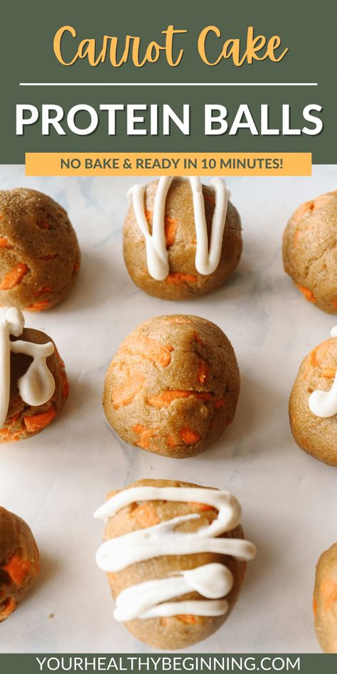 Protein Cake Balls, Carrot Cake Protein Balls, Cake Protein Balls, No Bake Carrot Cake, Healthy Cream Cheese Frosting, Carrot Cake Protein, Carrot Cake Balls, Healthy Cream Cheese, Protein Balls Healthy