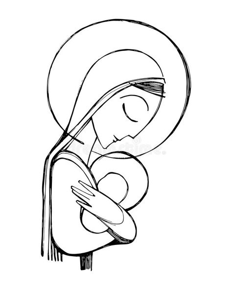 Virgin Mary and Baby Jesus illustration stock illustration Jesus Illustration, Advent Art, Jesus Christ Illustration, Angel Vector, Mary And Baby Jesus, Jesus Drawings, Kampot, Hand Drawn Vector Illustrations, Mary And Jesus