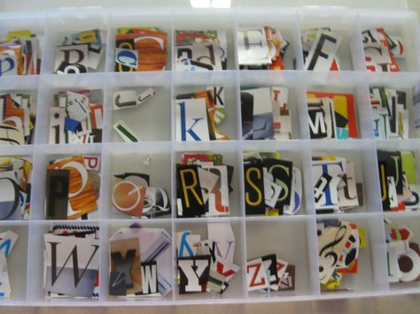 Have letters ready for something for early finishers - cut and sort magazine letters Collage Storage Ideas, Organize Collage Materials, Collage Organization, Tab Classroom, Art Closet, Magazine Letters, Art Organizer, Letter Sorting, Center Organization