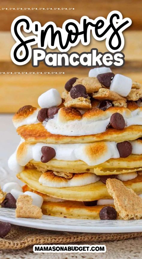 Smores Pancakes, Marshmallow Filling, Blue Velvet Cakes, Leftover Chicken Breast, Slow Cooker Sweet Potatoes, One Pot Cooking, Pancake Batter, Sweet Potato Casserole, Graham Cracker Crumbs