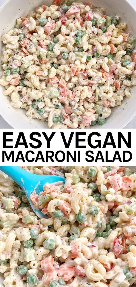 Simple Vegan Macaroni Salad - The Urben Life Vegan Macaroni Salad, Macaroni Pasta Salad, Bbq Potluck, Vegan Potluck, Easy Bruschetta, Vegetarian Bbq, Macaroni Recipes, Macaroni Salad Recipe, Macaroni Pasta