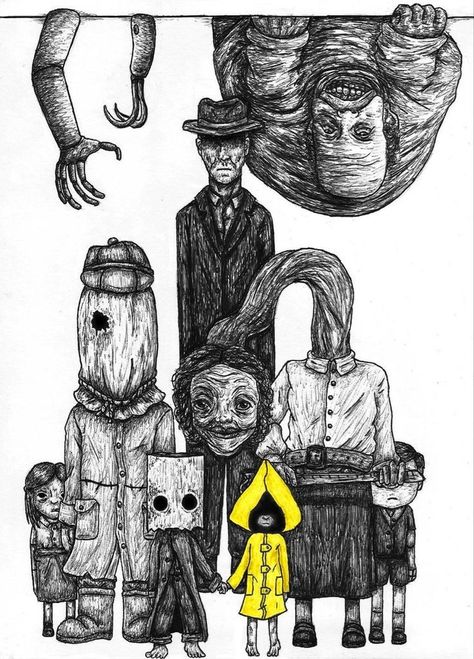 Little Nightmares Drawing, Scary Drawings, ملصق ديني, Nightmares Art, Little Nightmares Fanart, Little Nightmares, Scary Art, The Hunter, Weird Art