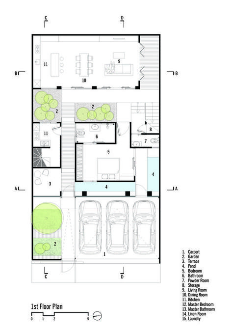 Rumah Beton House / PARISAULI ARSITEK STUDIO | ArchDaily 15x20 House Plans 1 Floor, Archdaily House Plan, 15x20 House Plans, 10x20 House Plans, Layout House Design, Archdaily House, Floorplan House, House Projects Architecture, Atrium House