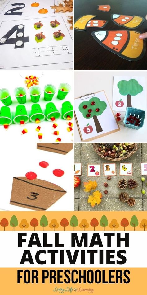 Fall Math Activities for Preschoolers Preschool Fall Math Activities, Preschool Fall Math, Math Activities For Preschoolers, Fall Math Activities, Preschool Patterns, Fall Math, Preschool Math Worksheets, Activities For Preschoolers, Life Learning