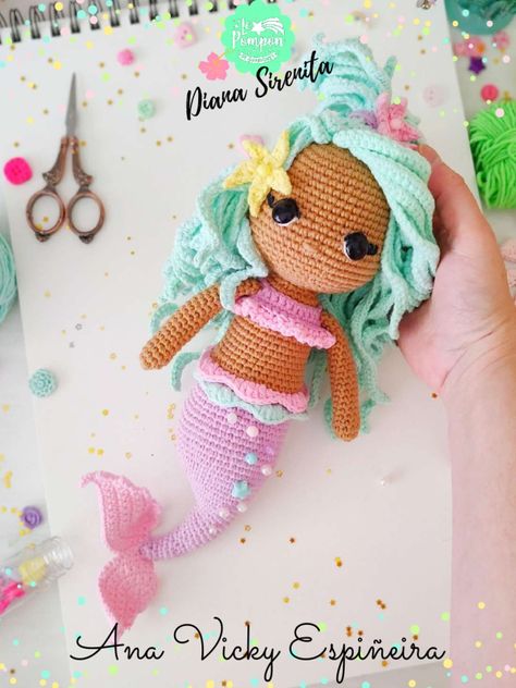 Unicorn Doll, Crochet Mermaid, Pola Amigurumi, Bunny Crochet, Diy Crochet Projects, Crochet Doll Pattern, Crochet Dolls, Amigurumi Doll, Doll Patterns