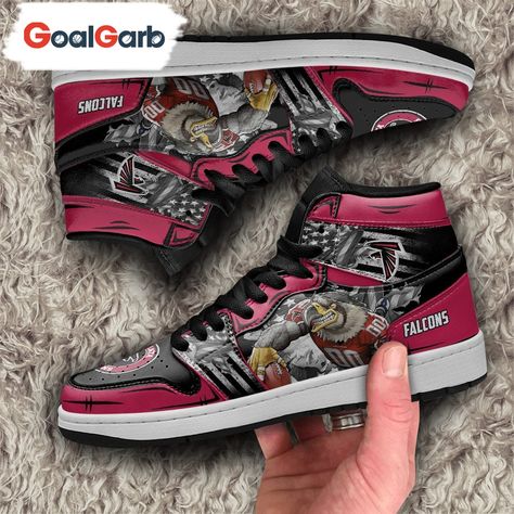 Atlanta Falcons Mascot Jordan 1 Sneaker, NFL Falcons Custom Shoes Check more at https://goalgarb.com/product/atlanta-falcons-jordan-1-sneaker-nfl-falcons-custom-shoes/ Chiefs Mascot, Nba Clothing, Houston Texans Football, Arizona Cardinals Football, Atlanta Falcons Football, Buccaneers Football, Texans Football, San Francisco 49ers Football, Falcons Football