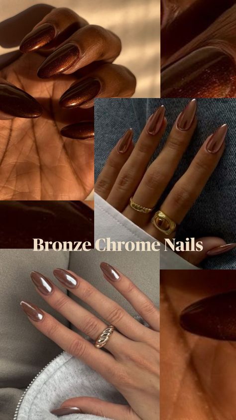 Brown nails, early fall nails, chocolate chrome nails, fall season nails, simple fall nails, fall nails ideas Chocolate Chrome Nails, Nails Early Fall, Chrome Nails Fall, Chocolate Chrome, Early Fall Nails, Fall Season Nails, Fall Nails Ideas, Season Nails, Nails Fall Nails