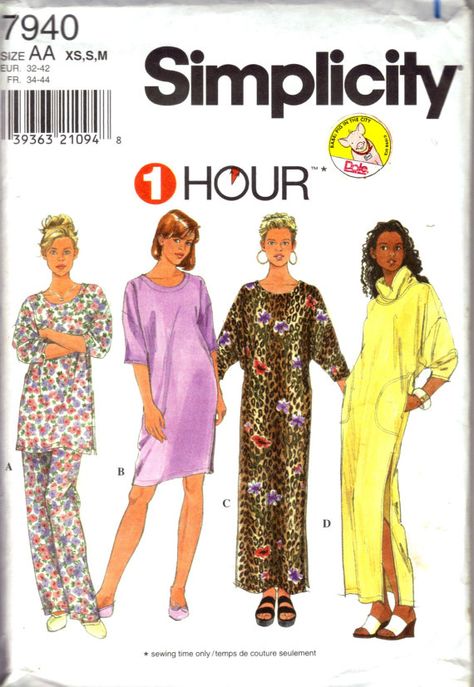 Simplicity 7940 L, XL Butterick Dress Patterns, Nightgown Pattern, Pajama Pattern, Simplicity Dress, My Sewing Room, Lounge Dress, Easy Sewing Patterns, Fashion Sewing Pattern, Sewing Pattern Sizes