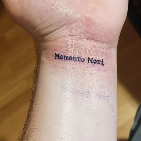 Memento Mori Tattoo Ideas, Philosophy Tattoos, Memento Mori Tattoo, Catholic Tattoos, Cool Wrist Tattoos, Barbara Mori, Tattoo Wrist, Tattoos Inspo, Sketches Ideas