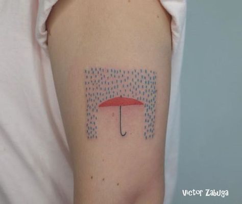 Rain Tattoo, Umbrella Tattoo, Minimalist Tattoo Meaning, Paris Tattoo, Typography Tattoo, Shape Tattoo, Muster Tattoos, Seasons Autumn, Delicate Tattoo