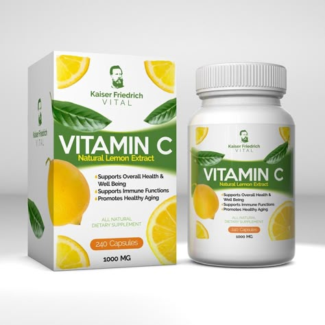 Vitamin C Packaging Design, Vitamin Packaging Design, Vitamins Packaging, Package Designing, Medicine Box Design, Vitamin Packaging, Dietary Supplements Packaging, Health Products Packaging, Supplement Design