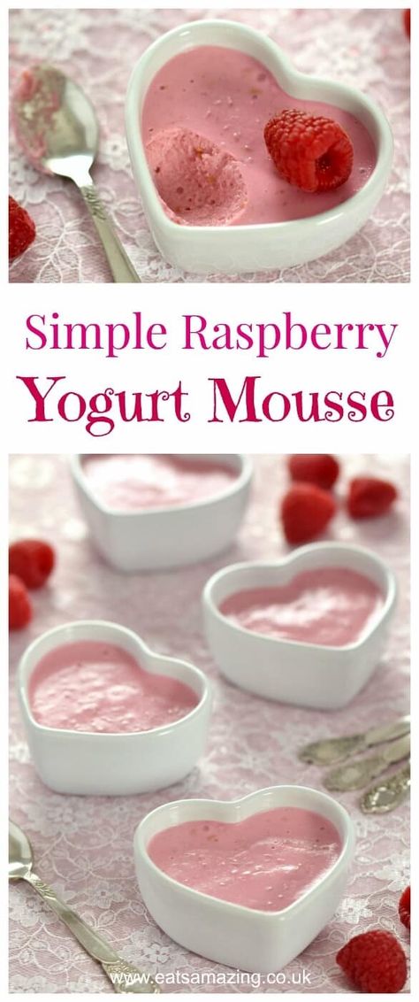 4 ingredient healthier raspberry mousse made with yogurt and gelatine - this recipe is so easy and a perfect dessert for the kids this Valentines day #easyrecipe #raspberry #yogurt #mousse #healthydessert #healthyrecipes #cookingwithkids #kidsfood #healthykids #dessertrecipes #dessert #valentinesday Easy Mousse, Mousse Raspberry, Yogurt Mousse, Raspberry Yogurt, Raspberry Mousse, Summer Baking, Fruit Party, Valentines Day Desserts, Valentines Day Food