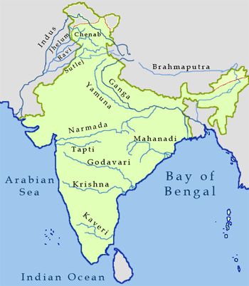 Drainage System of India: Himalayan, Peninsular Rivers, Videos, Example Indian River Map, Rivers In India, Ancient India Map, India World Map, Basic Geography, Map Of India, River Map, Teaching Geography, Indian History Facts