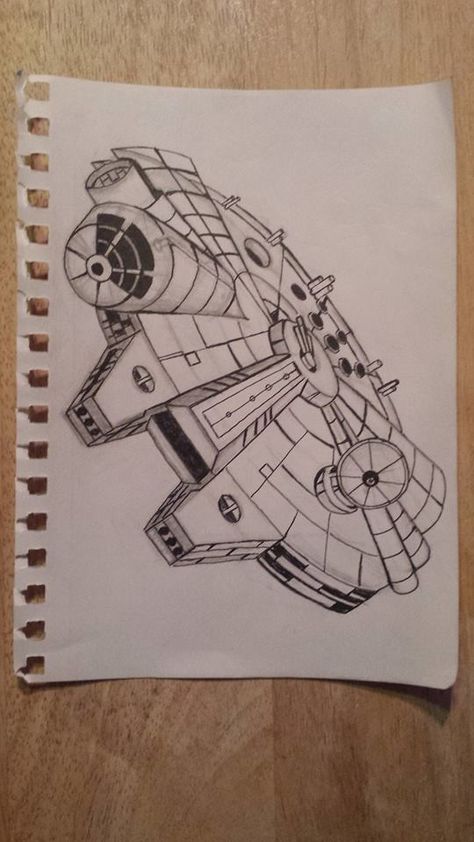 Star Wars Ship Drawing Easy, Millennium Falcon Drawing, Starwars Art Drawing, Starwars Sketches Easy, Star Wars Millenium Falcon, Spaceship Sketch, Millenium Falcon Drawing, Star Wars Drawings Pencil, Starwars Sketch