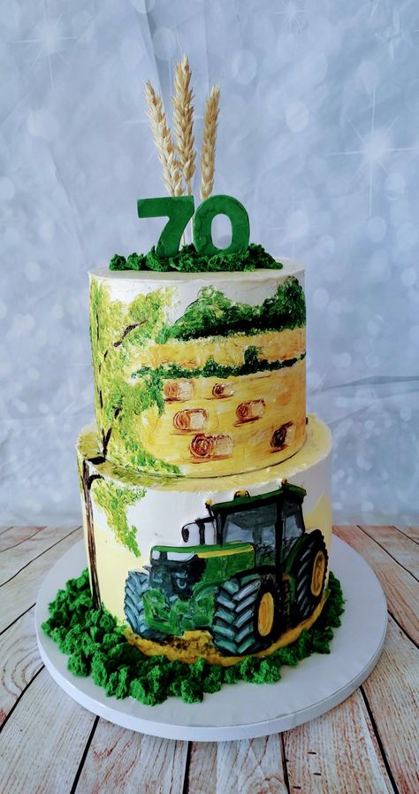 Fishing Cakes, Tropical Birthday Cake, John Deere Cake, Farm Birthday Cakes, Farm Animal Cakes, Tractor Cake, 7th Birthday Cakes, Painted Cake, Man Cake