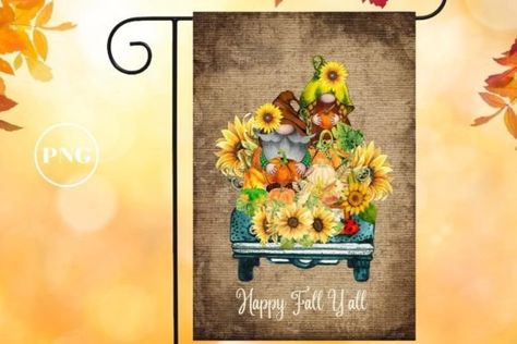 Happy Fall Y'all Gnome Garden Flag Fall Flags, Fall Garden Flag, Yard Flags, Welcome Fall, Flag Sizes, Happy Fall Y'all, A Truck, Gnome Garden, Autumn Garden