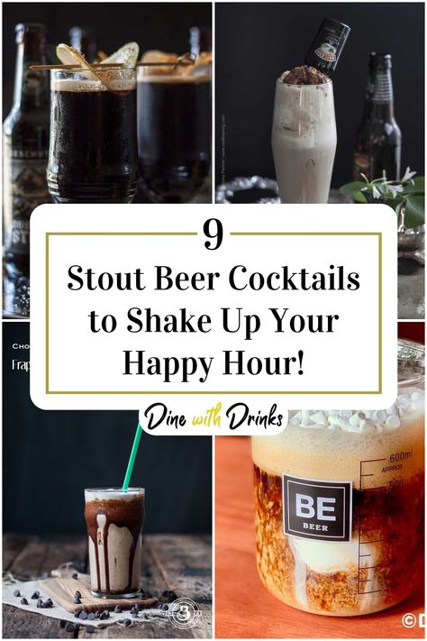 Collage of 4 stout beer cocktails. Beer Recipes Drinks, Beer Cocktails Recipes, Beer Mixed Drinks, Beer Cocktail Recipes, Beer Guide, Black Beer, Beer Cocktail, Space Food, Dark Beer