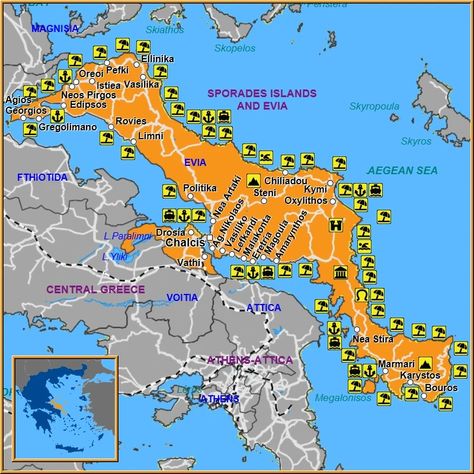 Exploring Evia: A Comprehensive Guide to the Enchanting Map of Sporades Islands and the Hidden Gems of Evia Hidden Gems In Greece, Map Of Greece And Islands, Map Of Ancient Greece, Evia Greece, Faroe Islands Map, Map Of Greece, Greece Map, Beach Weather, Weather Information