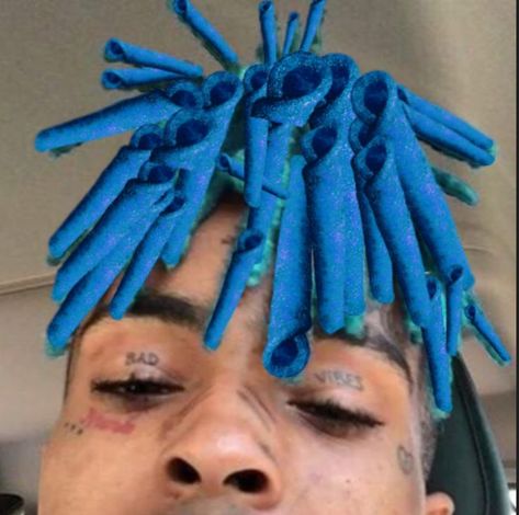 XXXtentacion with light blue hair Xxxtentaci̇on Blue Hair, Indigo Hair, Light Blue Hair, Blue Hair, Hair Clips, Light Blue, Hair, Blue, Quick Saves