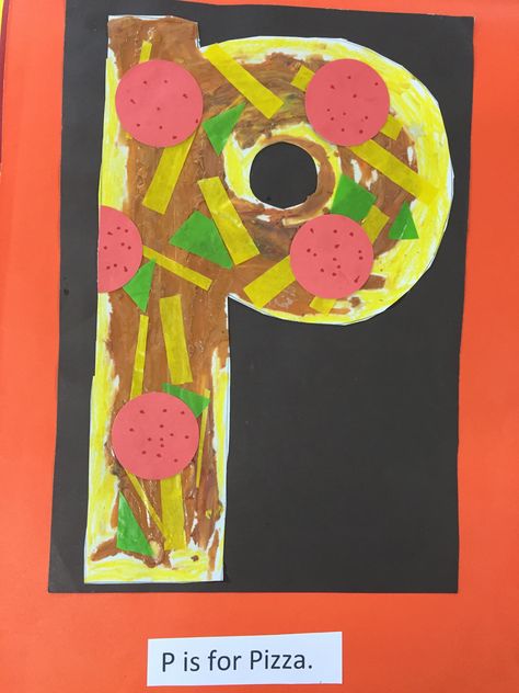 P is for pizza. Art fine motor craft abc fun activity for preschoolers. Learning the vocabulary. P Projects For Preschool, Pizza Literacy Activities For Preschool, P Is For Pizza Preschool, P Is For Pizza Craft, Pizza Art Preschool, Pizza Preschool Theme, Pizza Art For Kids, Preschool Pizza Theme, Pizza Preschool Activities