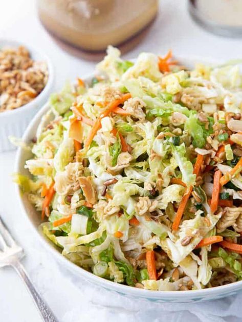 Cabbage Salad With Ramen Noodles, Salad With Ramen Noodles, Asian Cabbage Salad, Asian Cabbage, Asian Salad Recipe, Ramen Toppings, Asian Inspired Salad, Ramen Noodle Salad, Cabbage Salad Recipes