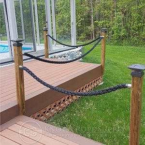 1 1/2" Rope End Cup Driveway Decor, Rope Handrail, Terrace Railing, Chair Molding, Nautical Rope Decor, Cottage Deck, Porch Privacy, Rope Railing, Beach Porch