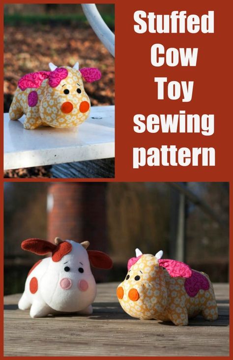 Cow Sewing Projects, Cow Sewing Pattern Stuffed, Cow Pillow Pattern, Cow Plushie Sewing Pattern, Diy Cow Stuffed Animal, Stuffed Sewing Projects, Cow Stuffed Animal Pattern Sewing Free, Felt Cow Pattern, Cow Sewing Pattern Free