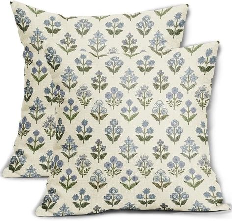 Amazon.com: Sivirary Blue Green Block Print Pillow Covers 18x18 Inch Set of 2, Vintage Floral Decorative Throw Pillow Cases Boho Cushion Covers Rustic Decoration Gift Farmhouse Sofa Couch Bed Decor : Home & Kitchen Boho Cushion Covers, Blue Green Throw Pillows, Green Block Print, Farmhouse Sofa, Block Print Pillow, Green Pillow Covers, Block Printed Pillows, Vintage Pillow Covers, Boho Throw Pillows