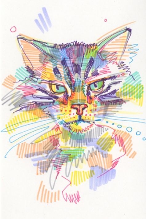 Just a visual artist | Gwenn Seemel on Patreon Lines And Shapes, Sketchbook Drawings, Drawing Cat, Paper Drawing, Color Pencil Art, Sketchbook Ideas, Marker Art, Color Pencil, Art Journal Inspiration