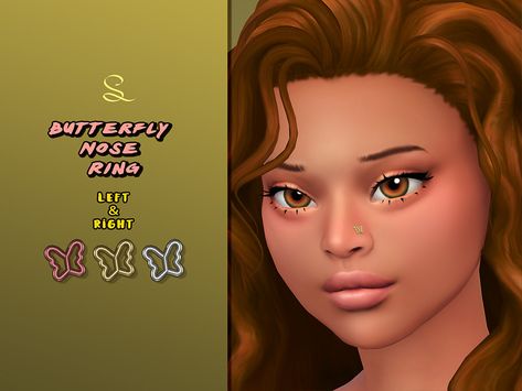 Sims 4 Nose Piercing Cc, Sims 4 Nose Ring Cc, Sims 4 Cc Nose Ring, Sims 4 Cc Nose Piercing, Sims Lips, Sims Makeup Cc, Sims 4 Piercing, Blender Sims 4, Butterfly Nose Ring