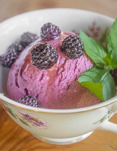 Homemade Black Raspberry Ice Cream Black Raspberry Ice Cream, Cream Photography, Raspberry Chocolate Chip, Black Raspberries, Ice Cream Photography, Sorbet Recipe, Black Caps, Raspberry Ice Cream, Ice Cream Set