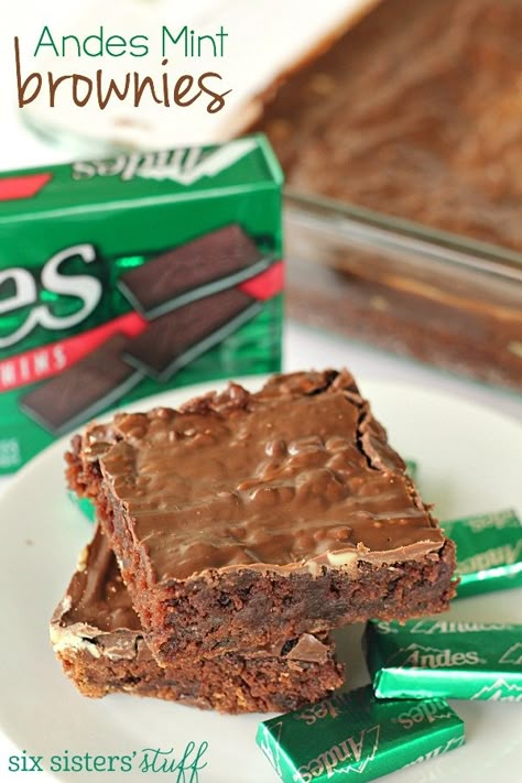 Andes Mint Brownies Andes Mint Recipes, Andes Mint Brownies, Andes Mints Brownies, Mint Brownies Recipe, Peppermint Patty Recipe, Homemade Peppermint Patties, Cream Cheese Brownies, Andes Mint, Mint Brownies