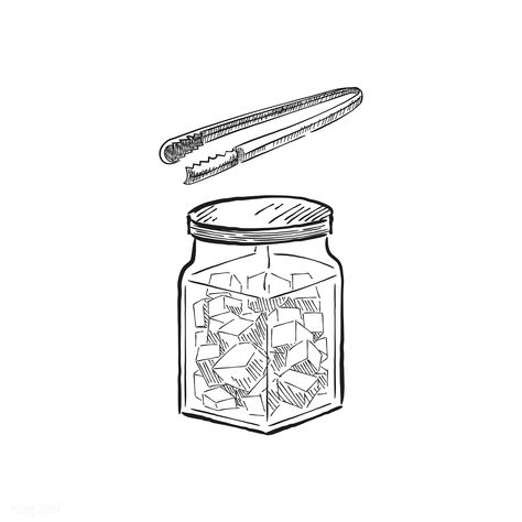 Vintage illustration of a jar with sugar cubes | free image by rawpixel.com Sugar Tattoo, Linear Art, Sugar Jar, Sugar Sugar, Sugar Cubes, Anime Food, Candy Jars, Tattoo Inspo, Illustration Vector