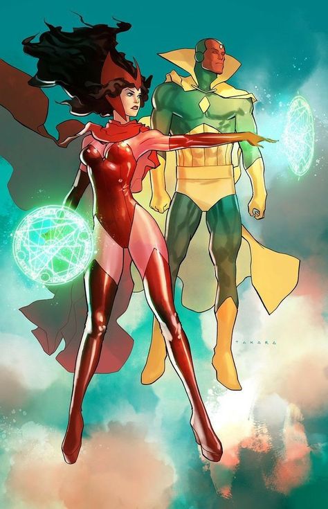 Scarlet Witch And Vision, Vision Marvel, Scarlet Witch Comic, Scarlet Witch Marvel, Arte Dc Comics, Marvel Fan Art, Marvel Comic Character, Wanda And Vision, Marvel Comics Art