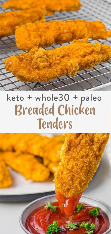 Air Fryer Chicken Tenders Almond Flour, Paleo Breaded Chicken, Almond Flour Chicken Tenders, Healthy Breaded Chicken, Almond Flour Chicken, Flour Chicken, Alpha Gal, The Boiled Egg Diet, Breaded Chicken Tenders