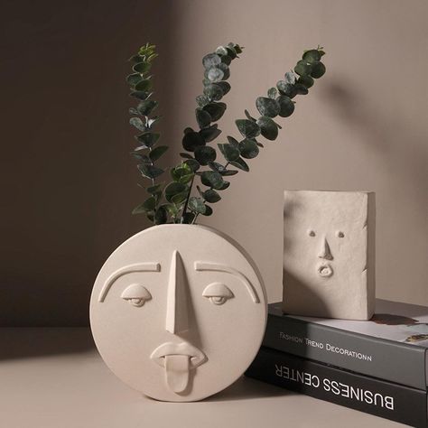 Cheap Vases, Luxury Windows, Face Vase, Cerámica Ideas, White Ceramic Vases, Nordic Decor, Head Vase, Modern Vase, Keramik Vase