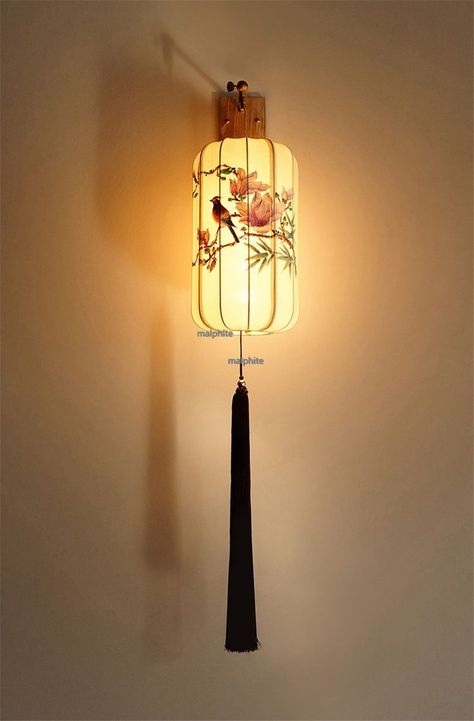 Chinese Lantern Light Fixture, Asian Lamp, Simple Light Fixtures, Asian Bedroom Decor, Japanese Lighting, Chinese Lamp, Japanese Lamp, Asian Lamps, Wall Lamp Bedroom