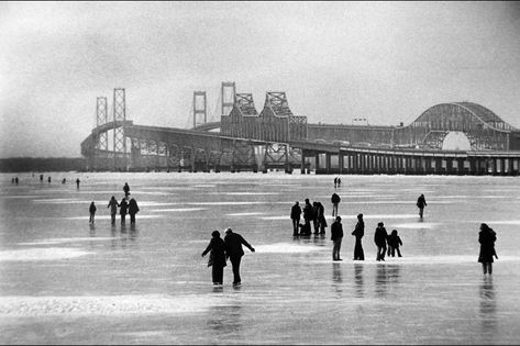 A frozen Chesapeake Bay - Baltimore Sun Big Freeze, Chesapeake Bay Bridge, Delmarva Peninsula, Baltimore County, Ocean City Maryland, Eastern Shore, Chesapeake Bay, Ocean City, Bay Bridge