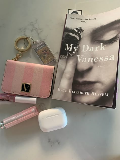 Victoria Secret Accessories, Victoria Secret Purse Aesthetic, Coquette Essentials, Victoria Secret Lip Gloss, Victoria Secret Keychain, Victoria Secret Card Holder, Victoria Secret Aesthetic, Victoria Secret Wallet, My Dark Vanessa