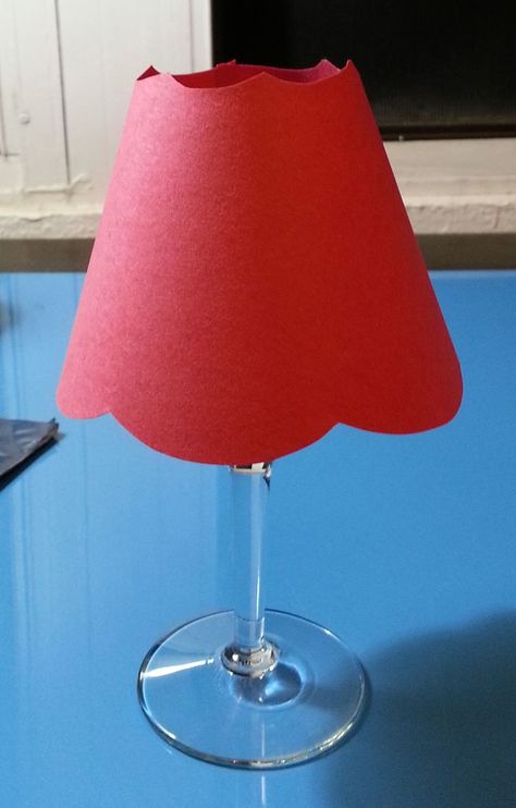 How to make a shade for a wine glass Wine Glass Shades Diy, Tea Lamp, Wine Glass Lamp, Pretty Candle Holders, Paper Lamps, Unique Wine Glass, Nautical Ideas, Make A Lampshade, Glass Lights