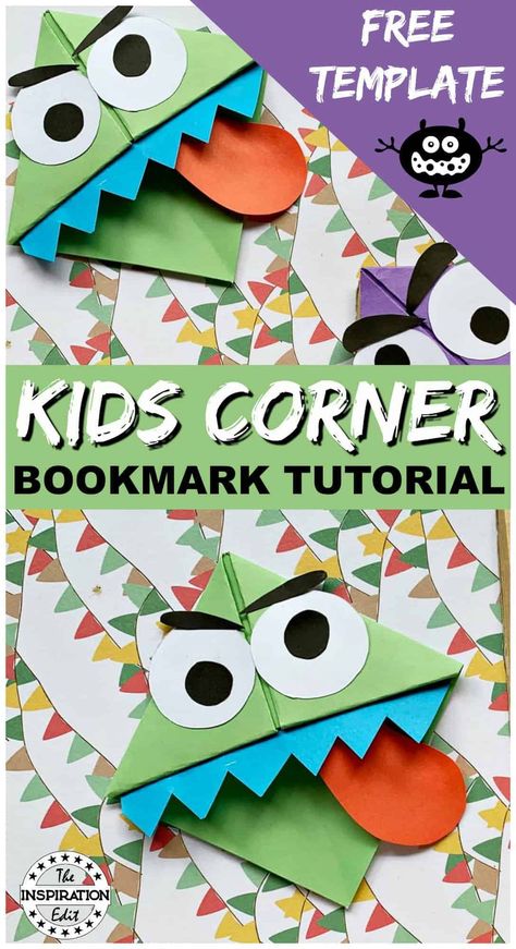 Origami Corner Bookmarks, Bookmarks Tutorial, Origami Bookmark Corner, Make A Monster, Monster Bookmark, Bookmark Tutorial, Halloween Origami, Dollar Origami, Origami Ball