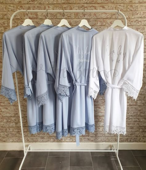 Bridal Dressing Gown, Morning Of The Wedding, Wedding Dressing, Rustic Style Wedding, Gown Bridesmaid, Champagne Bridesmaid Dresses, Gifts For Bridesmaids, Dusty Blue Wedding, Dusky Blue