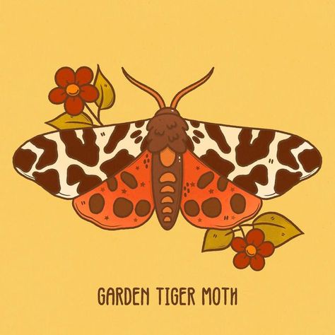 Garden Tiger Moth Tattoo, Butterfly Biosphere, Garden Tiger Moth, Bug House, Moth Drawing, Cute Moth, Moth Illustration, Cottage Core Art, Art Final