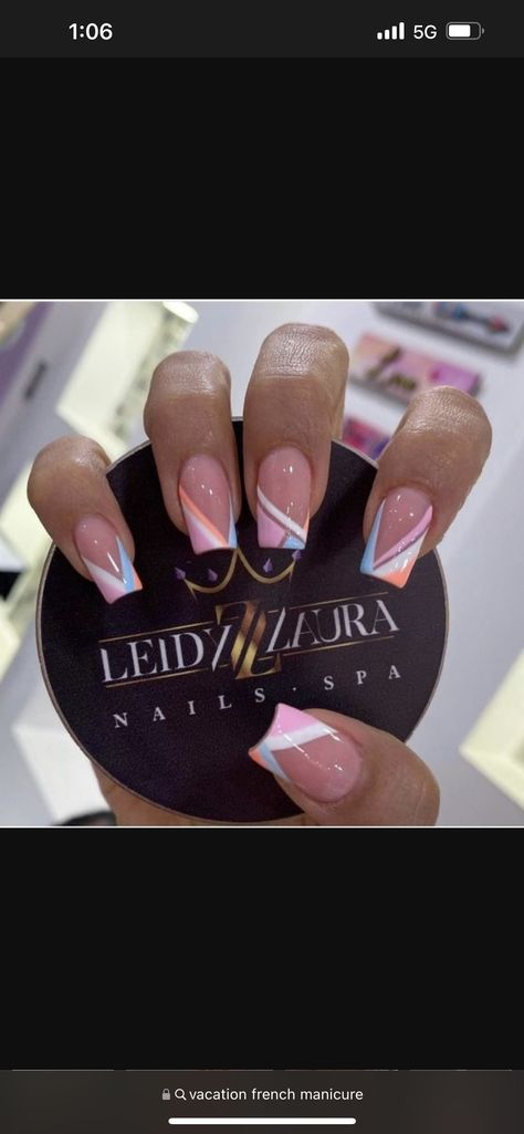 Vacation Holiday Nails, Dominican Republic Nail Ideas, Nail Ideas Tropical, White Nails Vacation, Light Pink Vacation Nails, Miami Vice Nails, Carribean Vacation Nails, Vacation Nails 2024, Destination Wedding Nails